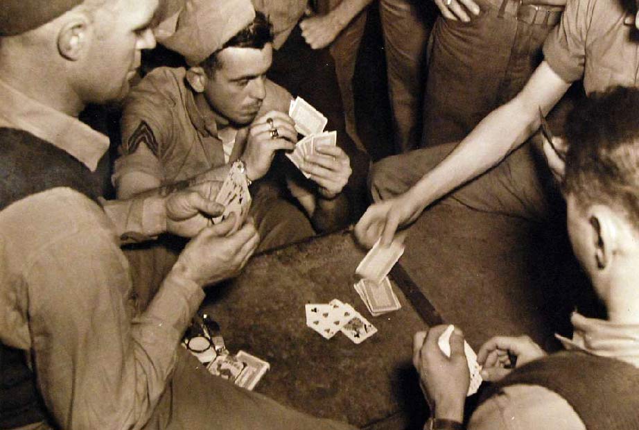 Marines playing cards on the USS Pocomoke, 1943 US Marines playing cards on board the USS Pocomoke in 1943, during the Second World War