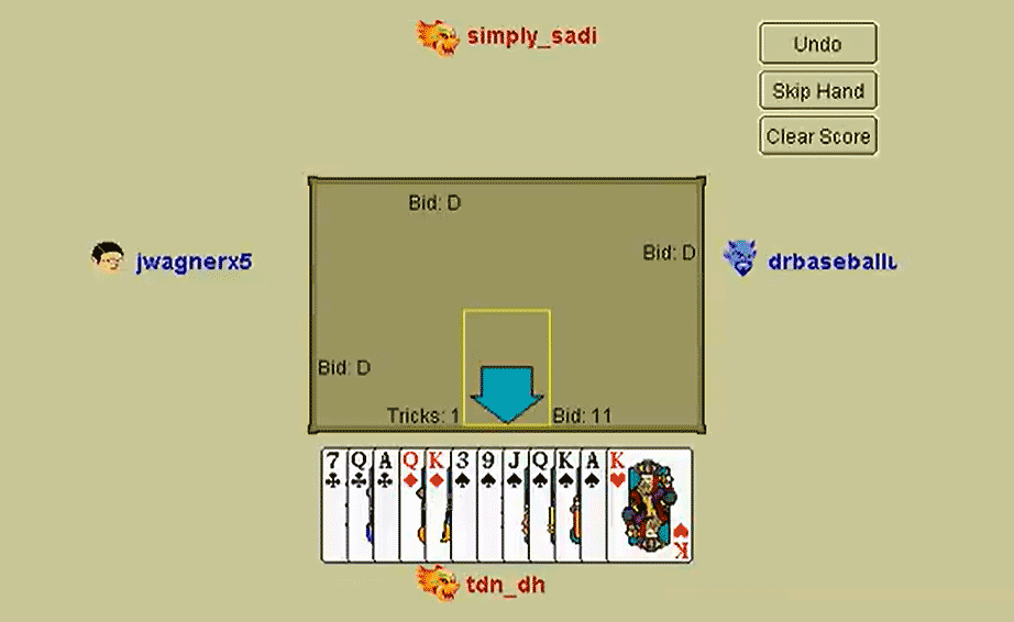 Yahoo Spades in the 2000s Yahoo Spades online card game in the 2000s, with four players, bidding, chat and player ratings